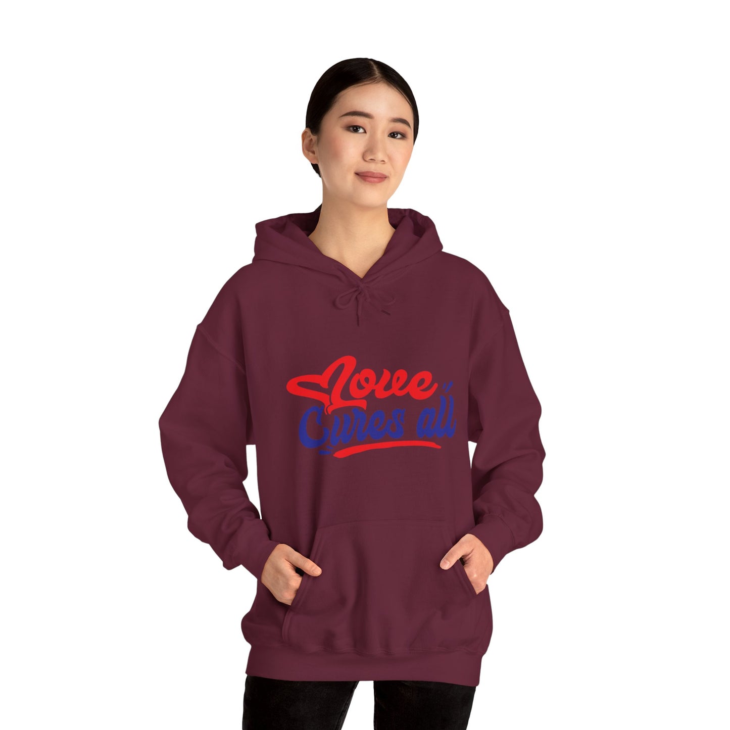 Love Cures All Unisex Hooded Sweatshirt - Cozy Comfort for Supportive Souls