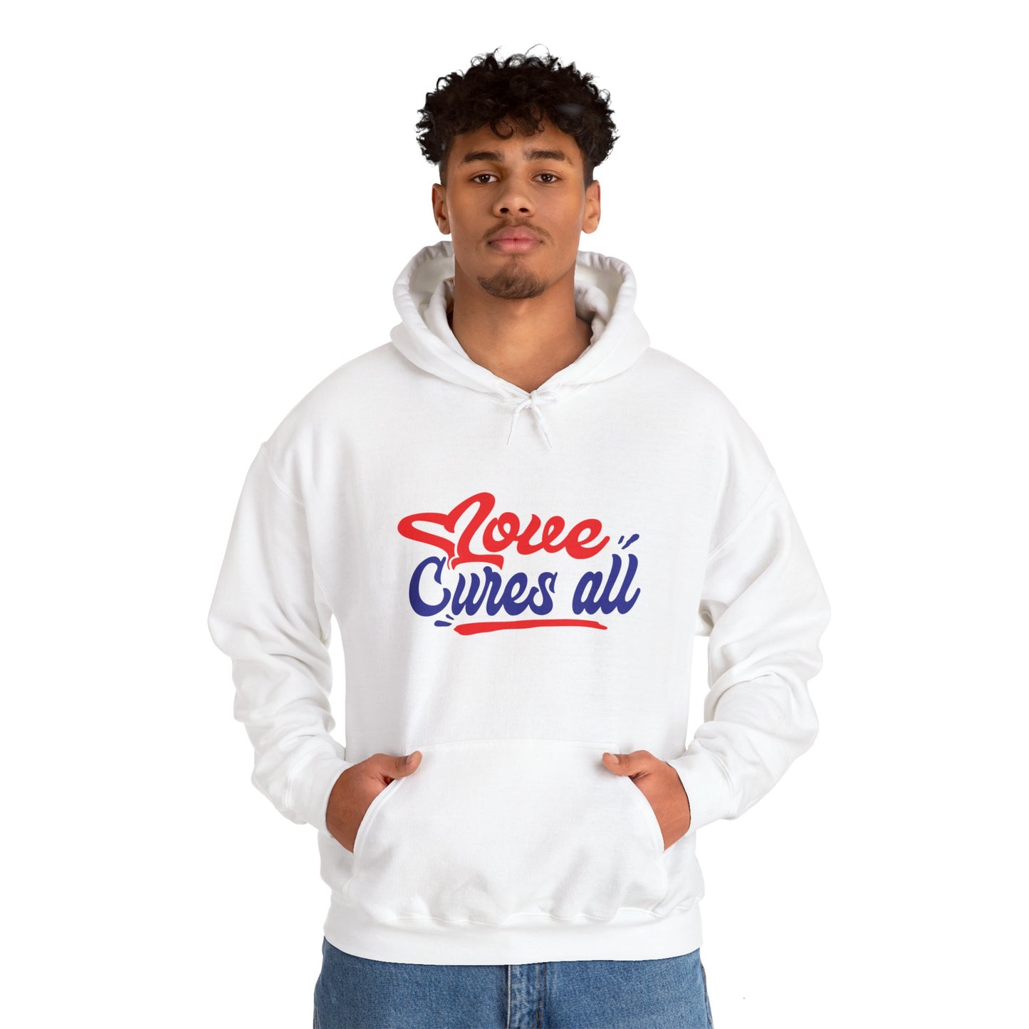 Love Cures All Unisex Hooded Sweatshirt - Cozy Comfort for Supportive Souls