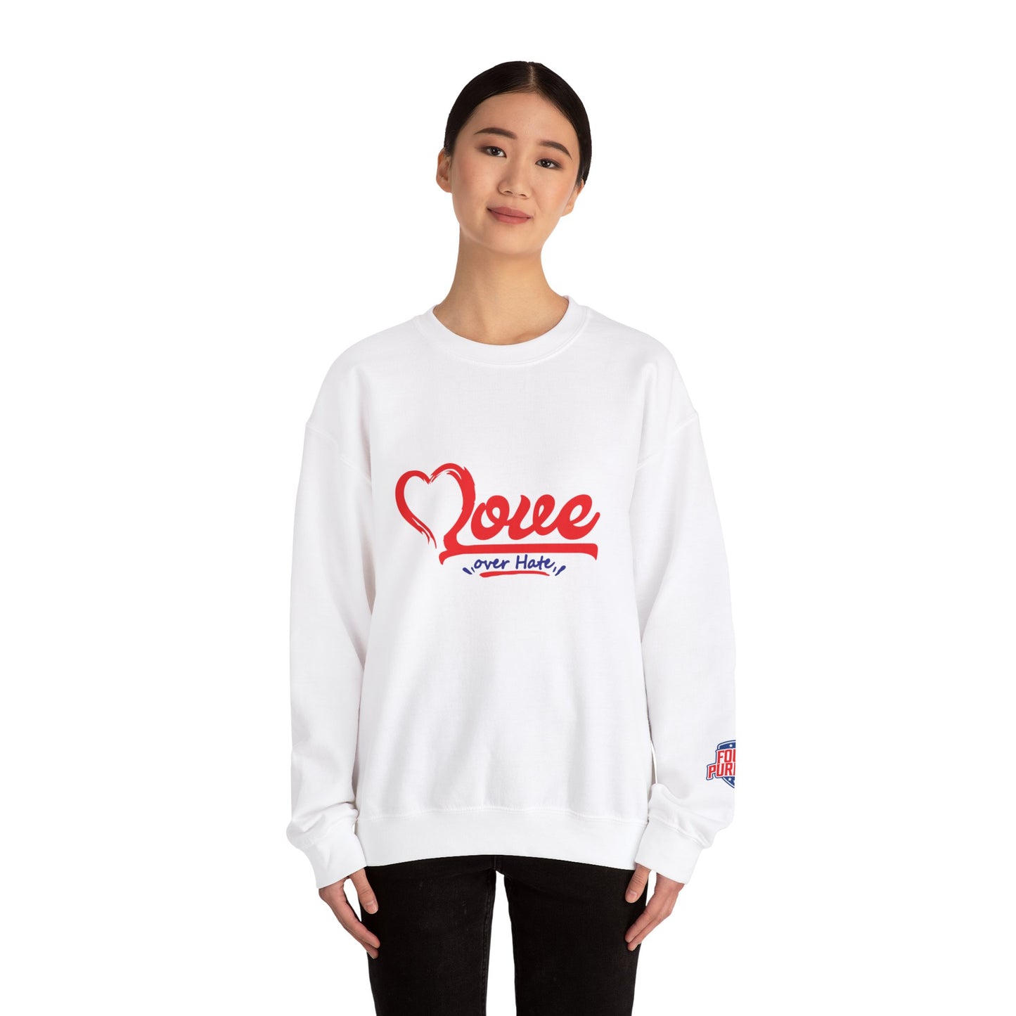 Love Over Hate Unisex Crewneck Sweatshirt - Cozy Affirmation Apparel