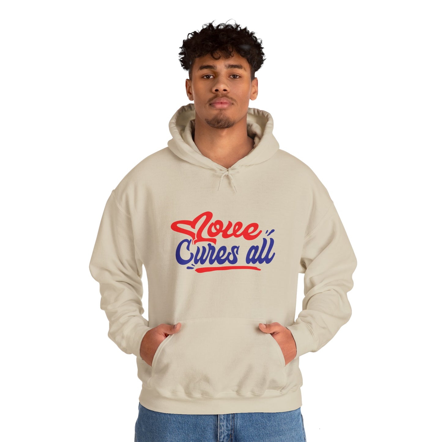 Love Cures All Unisex Hooded Sweatshirt - Cozy Comfort for Supportive Souls