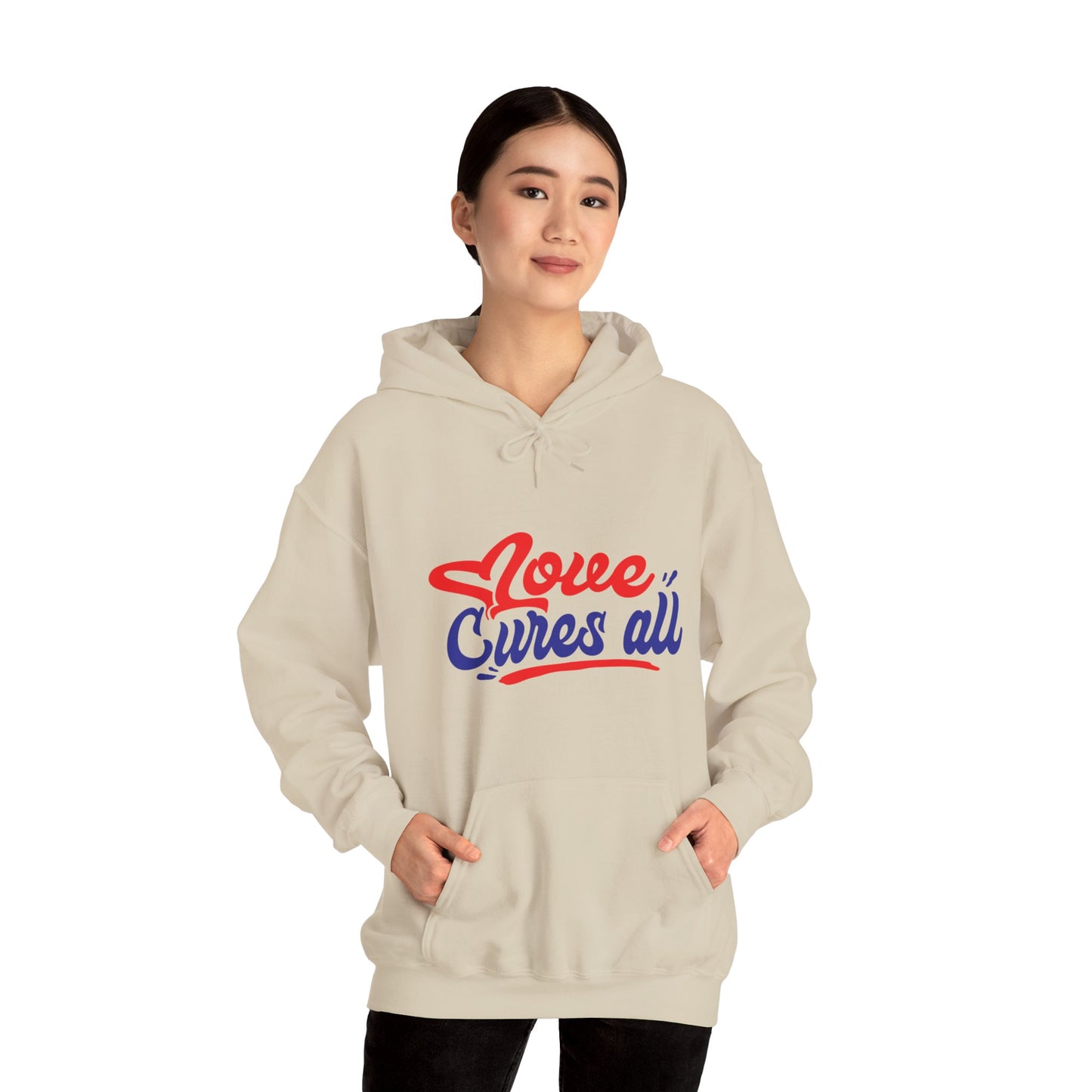 Love Cures All Unisex Hooded Sweatshirt - Cozy Comfort for Supportive Souls