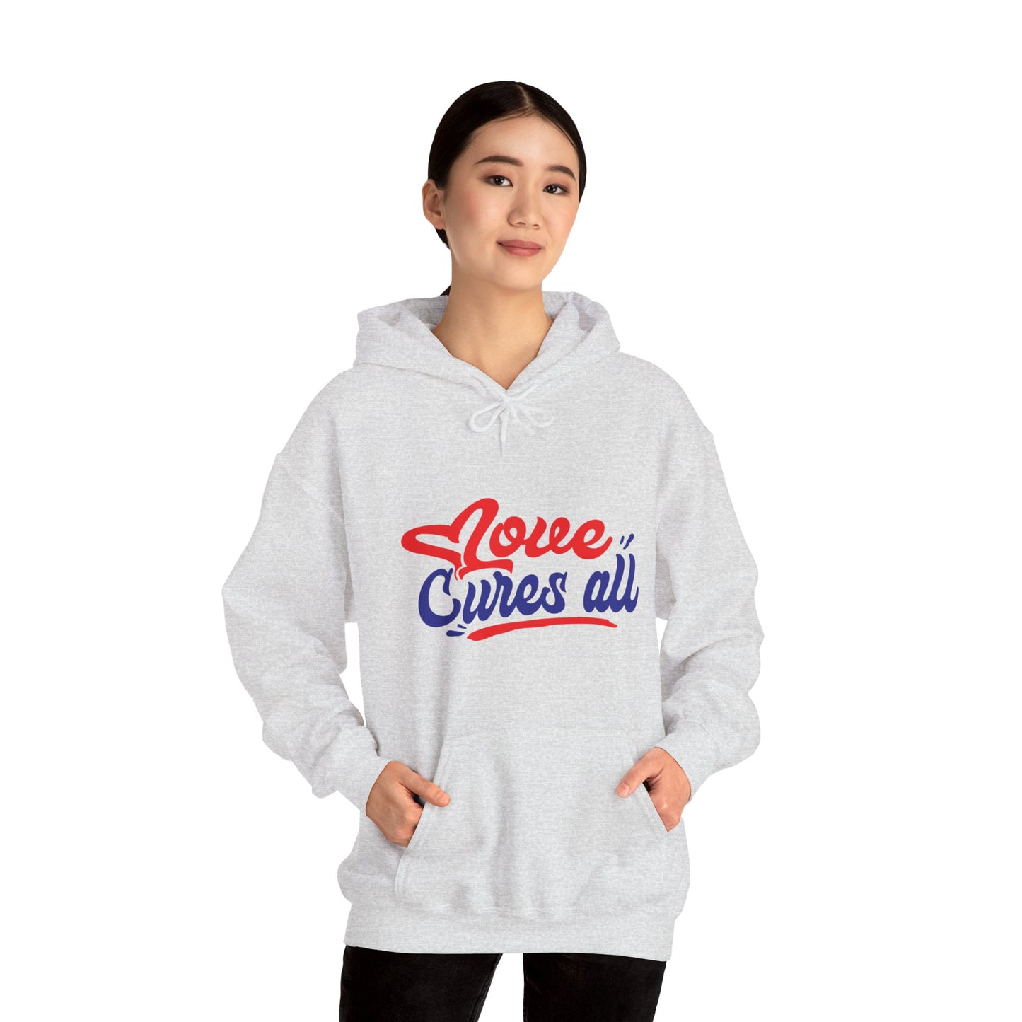 Love Cures All Unisex Hooded Sweatshirt - Cozy Comfort for Supportive Souls