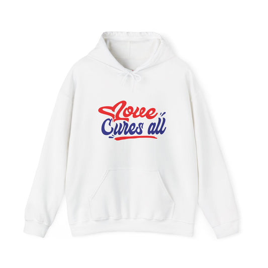 Love Cures All Unisex Hooded Sweatshirt - Cozy Comfort for Supportive Souls