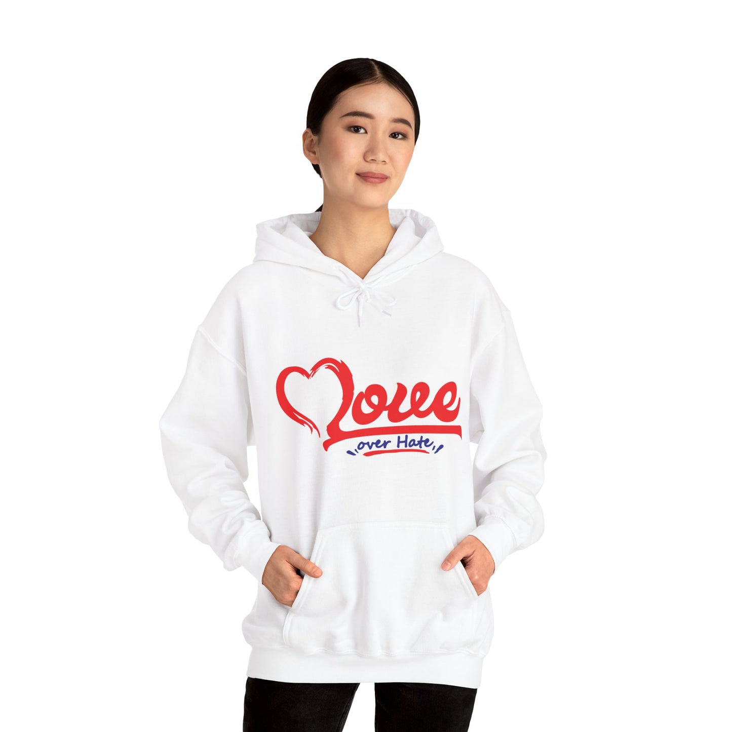 Love Over Hate Hoodie - Unisex Heavy Blend™ Sweatshirt for Comfort & Style