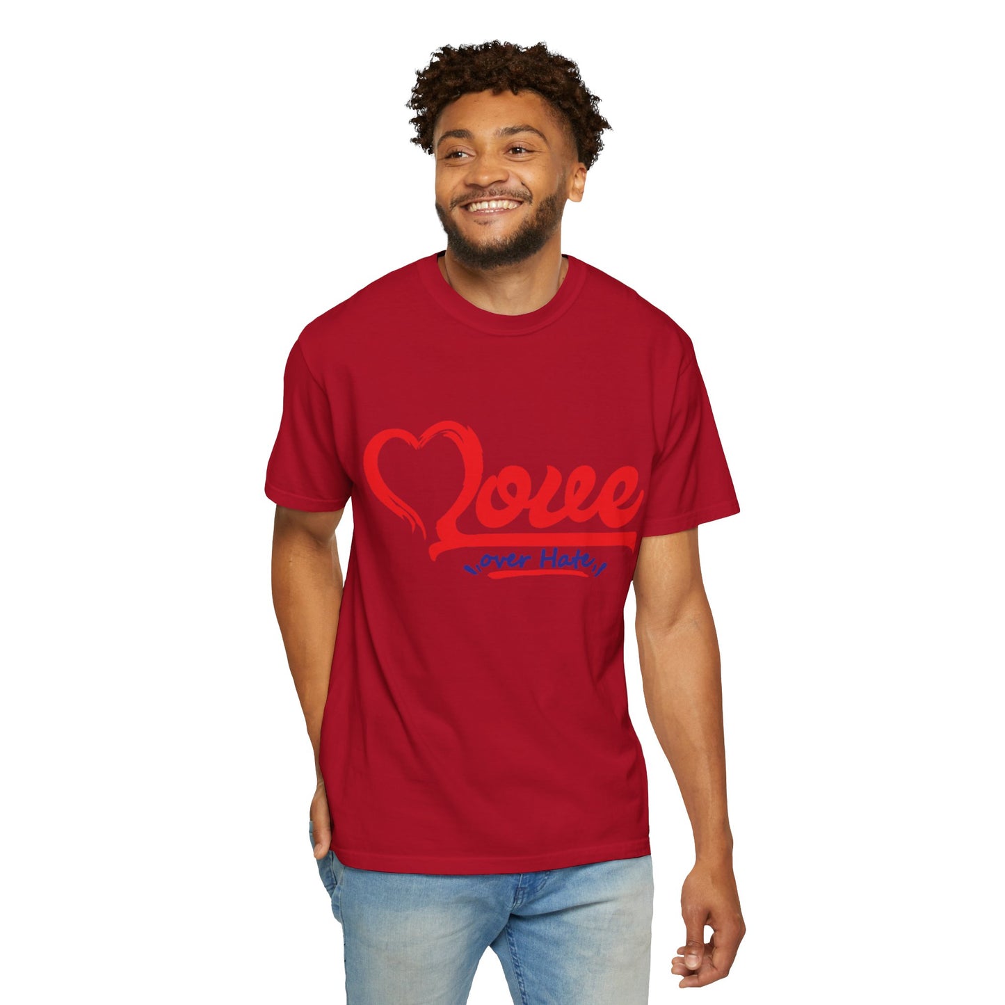 Love Over Hate Unisex Garment-Dyed T-Shirt - Positive Vibe Tee