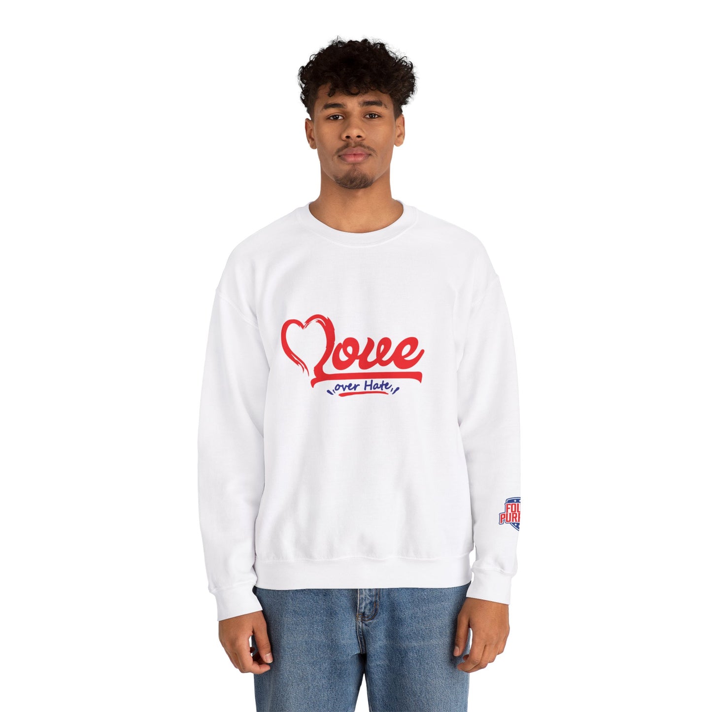 Love Over Hate Unisex Crewneck Sweatshirt - Cozy Affirmation Apparel