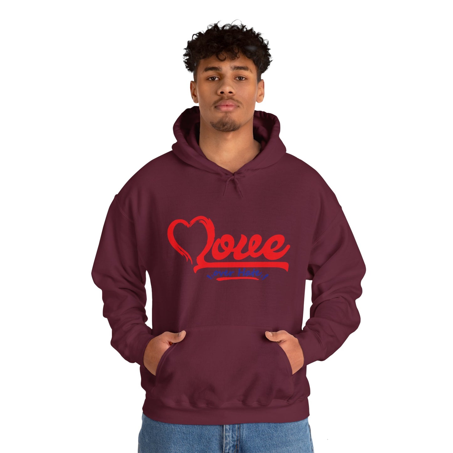 Love Over Hate Hoodie - Unisex Heavy Blend™ Sweatshirt for Comfort & Style