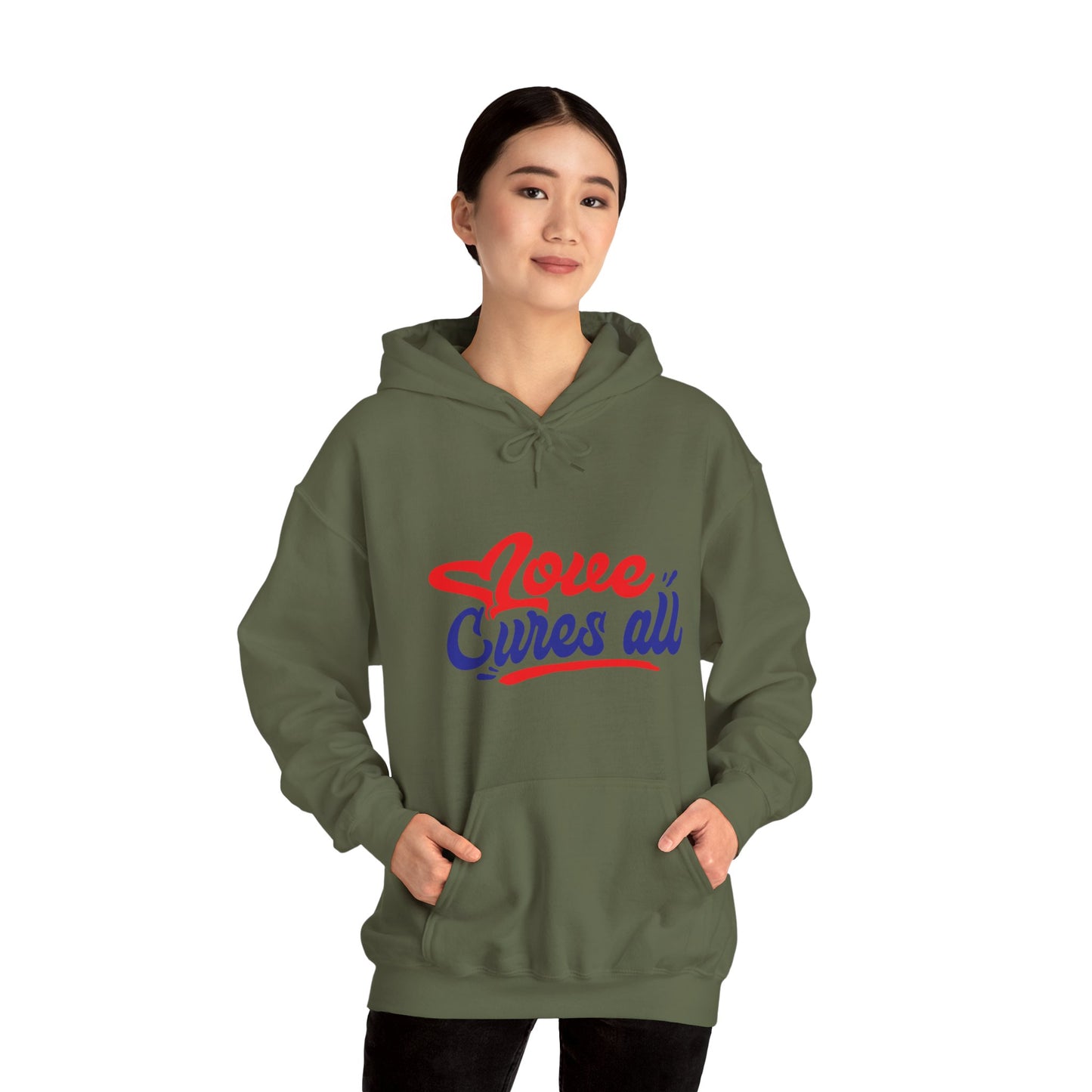 Love Cures All Unisex Hooded Sweatshirt - Cozy Comfort for Supportive Souls